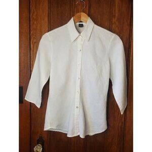 E.colo.gie Womens White Linen Button-Up Shirt S